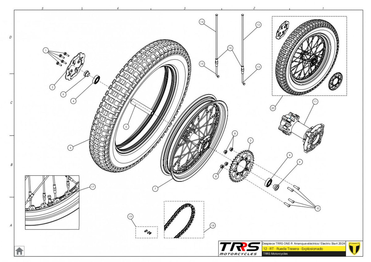 TRRS 2024 ONE R ELECTRIC START (COMPETITION) — 12TR Aizmugurējais ritenis