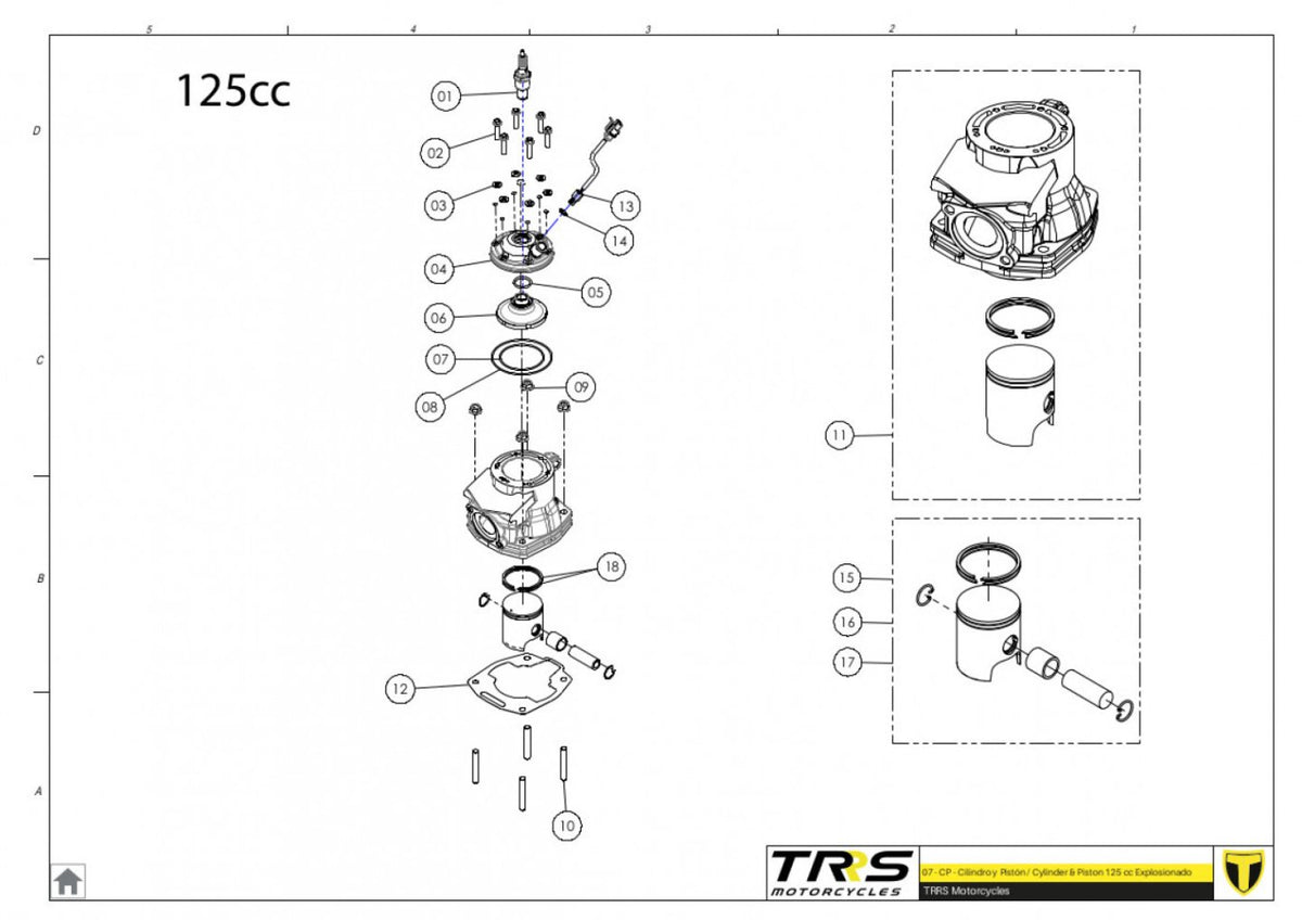 TRRS 2023 XTRACK ONE RR (HOMOLOGATED) — 07MT-125 Cilindrs un virzulis 125cc