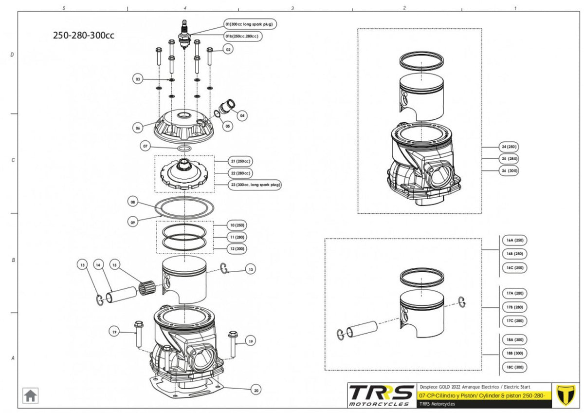 TRRS 2023 ONE GOLD ELECTRIC START — 07MT Cilindrs un virzulis
