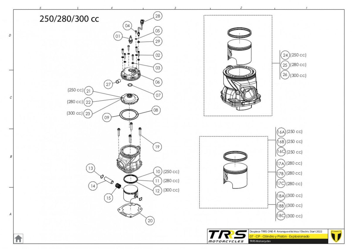 TRRS 2023 ONE R ELECTRIC START (COMPETITION) — 07MT Cilindrs un virzulis