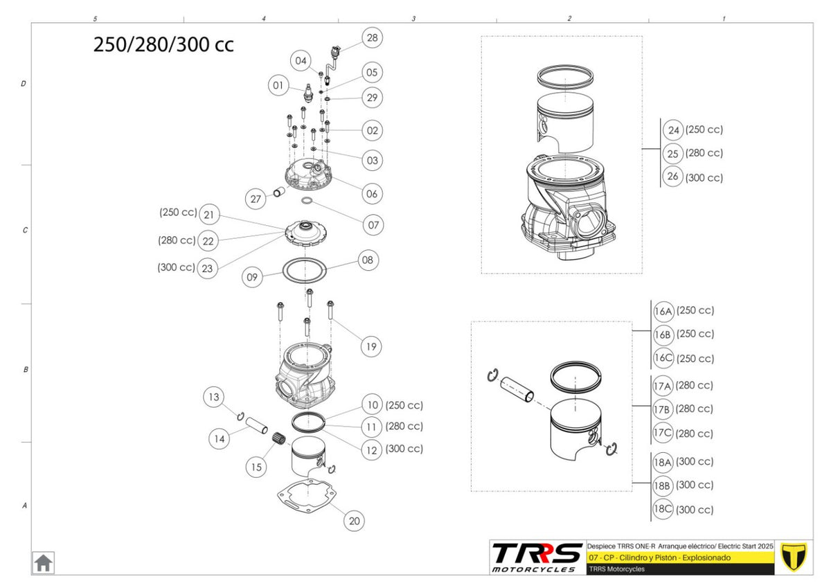TRRS 2025 ONE R ELECTRIC START (COMPETITION) — 07MT Cilindrs un virzulis