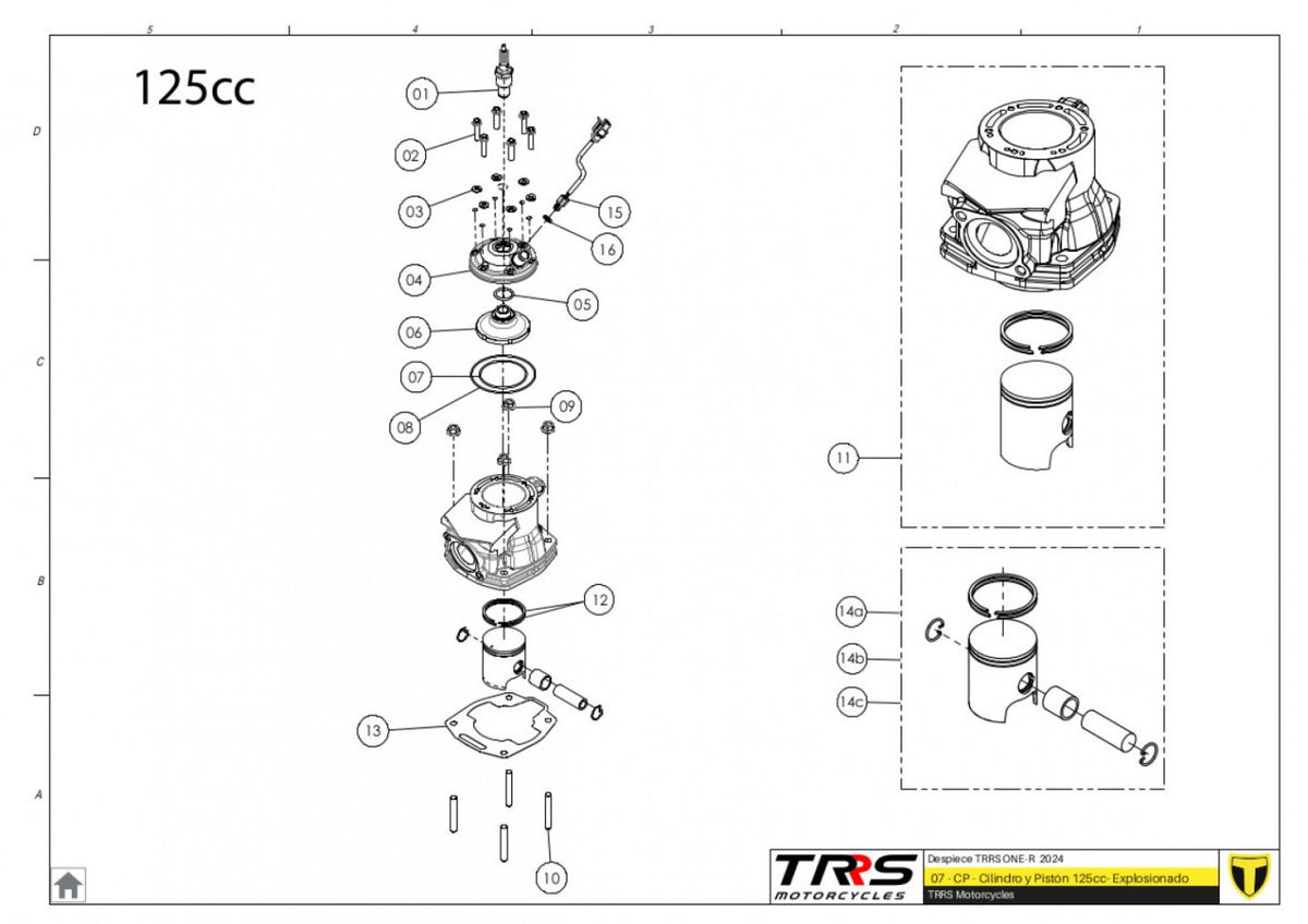 TRRS 2024 ONE R (COMPETITION) — 07MT-125 Cilindrs un virzulis 125cc