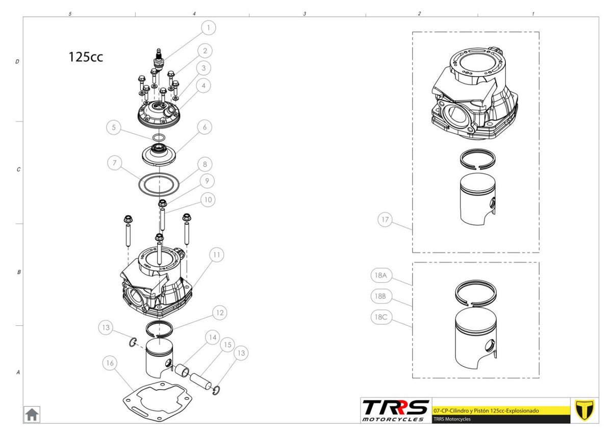 TRRS 2026 ONE — 07MT-125 Cilindrs un virzulis 125cc