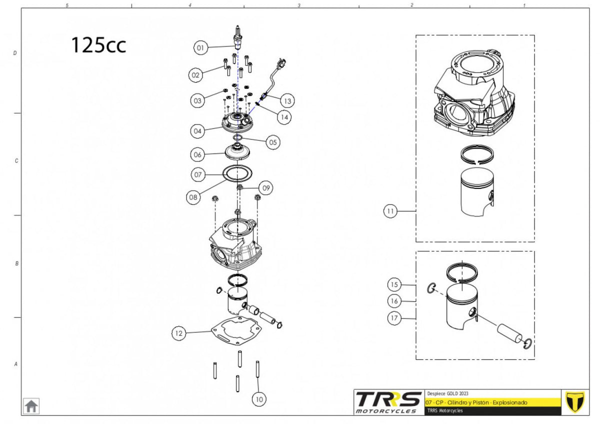 TRRS 2023 ONE GOLD — 07MT-125 Cilindrs un virzulis 125cc
