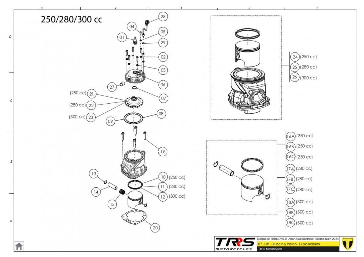 TRRS 2024 ONE R ELECTRIC START (COMPETITION) — 07MT Cilindrs un virzulis