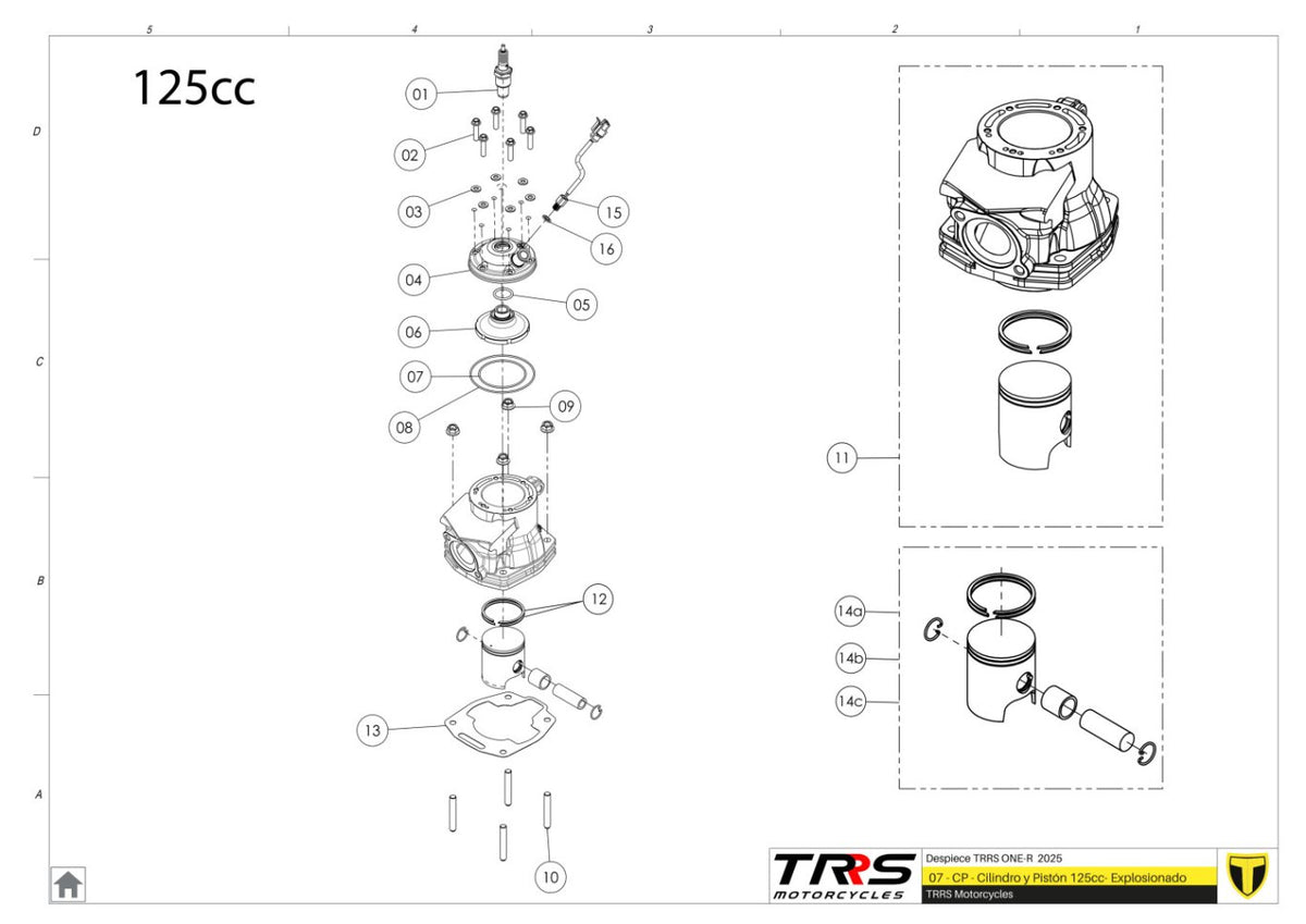 TRRS 2025 ONE R (COMPETITION) — 07MT-125 Cilindrs un virzulis 125cc