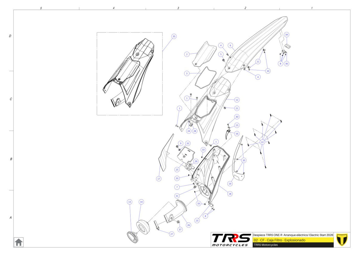 TRRS 2026 ONE R ELECTRIC START (COMPETITION) — 02TR Gaisa filtra kaste