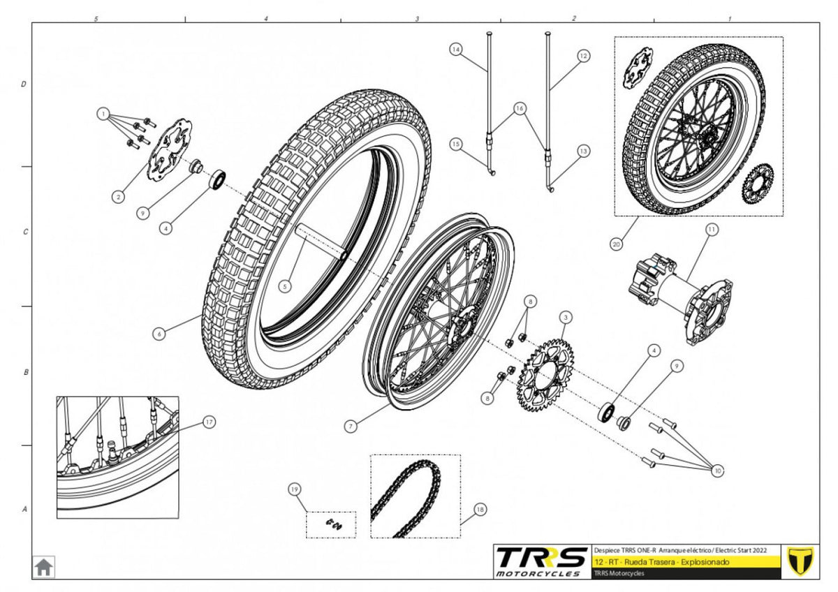 TRRS 2023 ONE R ELECTRIC START (COMPETITION) — 12TR Aizmugurējais ritenis