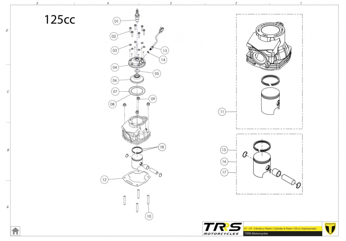 TRRS 2023 ONE RR (HOMOLOGATED) — 07MT-125 Cilindrs un virzulis 125cc