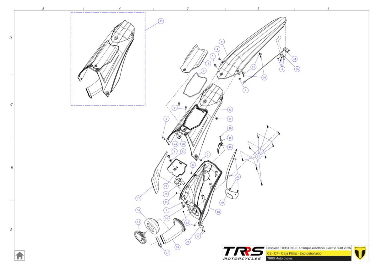 TRRS 2025 ONE R ELECTRIC START (COMPETITION) — 02TR Gaisa filtra kaste