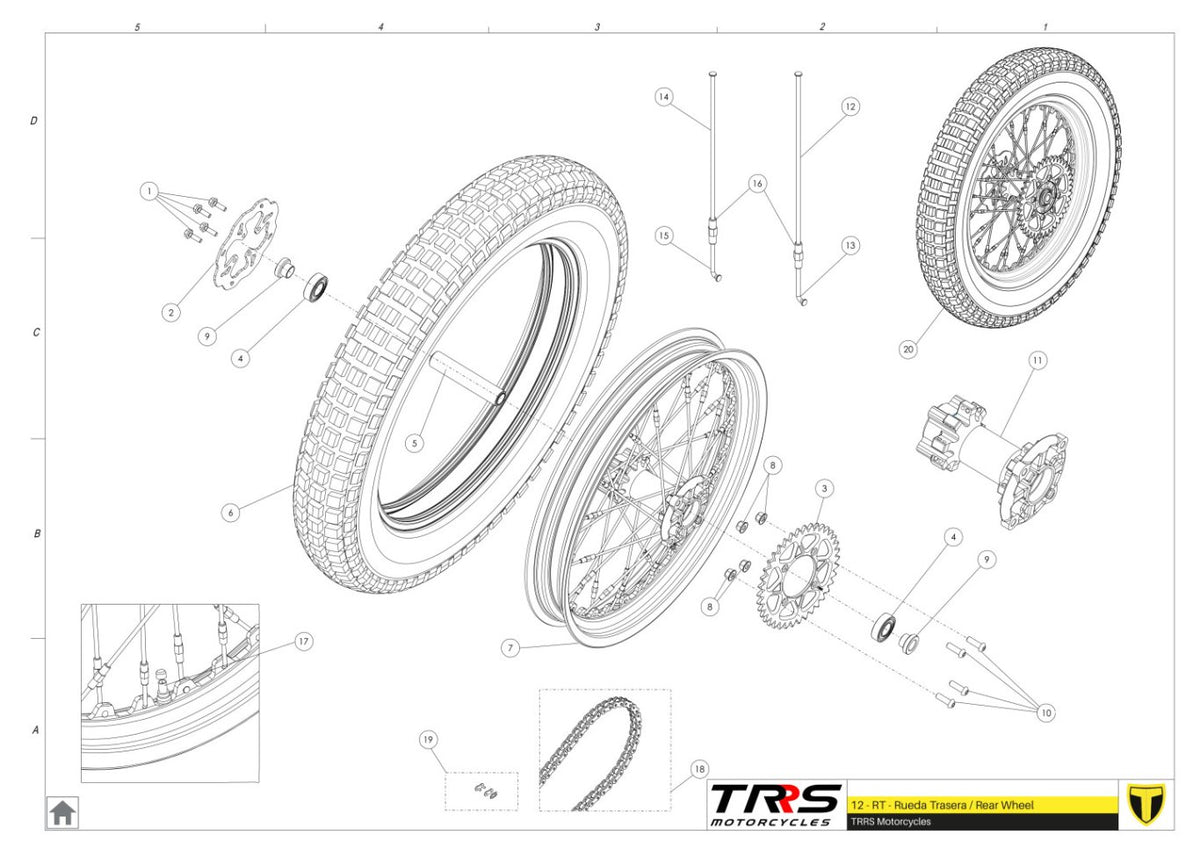 TRRS 2024 XTRACK ONE RR ELECTRIC START (COMPETITION) — 12TR Aizmugurējais ritenis