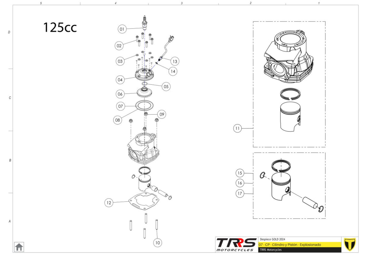 TRRS 2024 ONE GOLD — 07MT-125 Cilindrs un virzulis 125cc