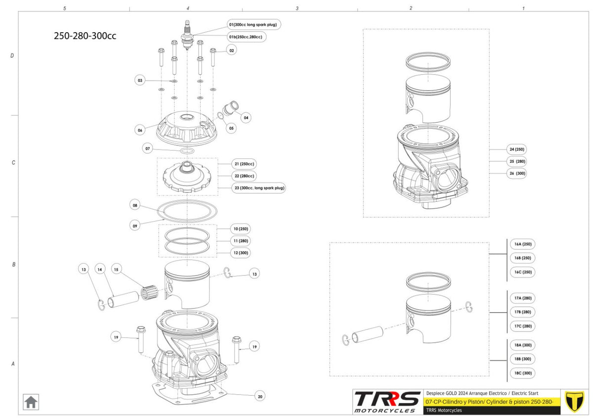 TRRS 2024 ONE GOLD ELECTRIC START — 07MT Cilindrs un virzulis