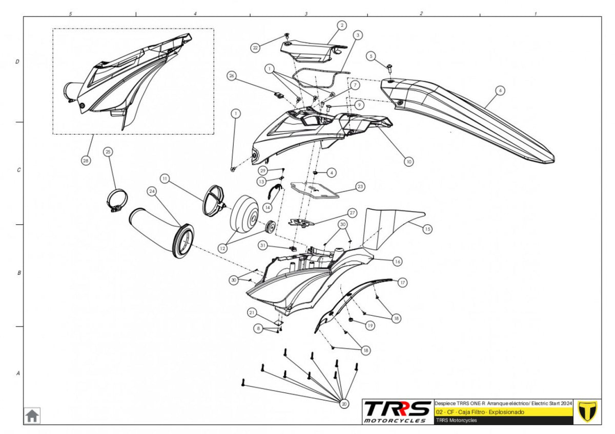 TRRS 2024 ONE R ELECTRIC START (COMPETITION) — 02TR Gaisa filtra kaste