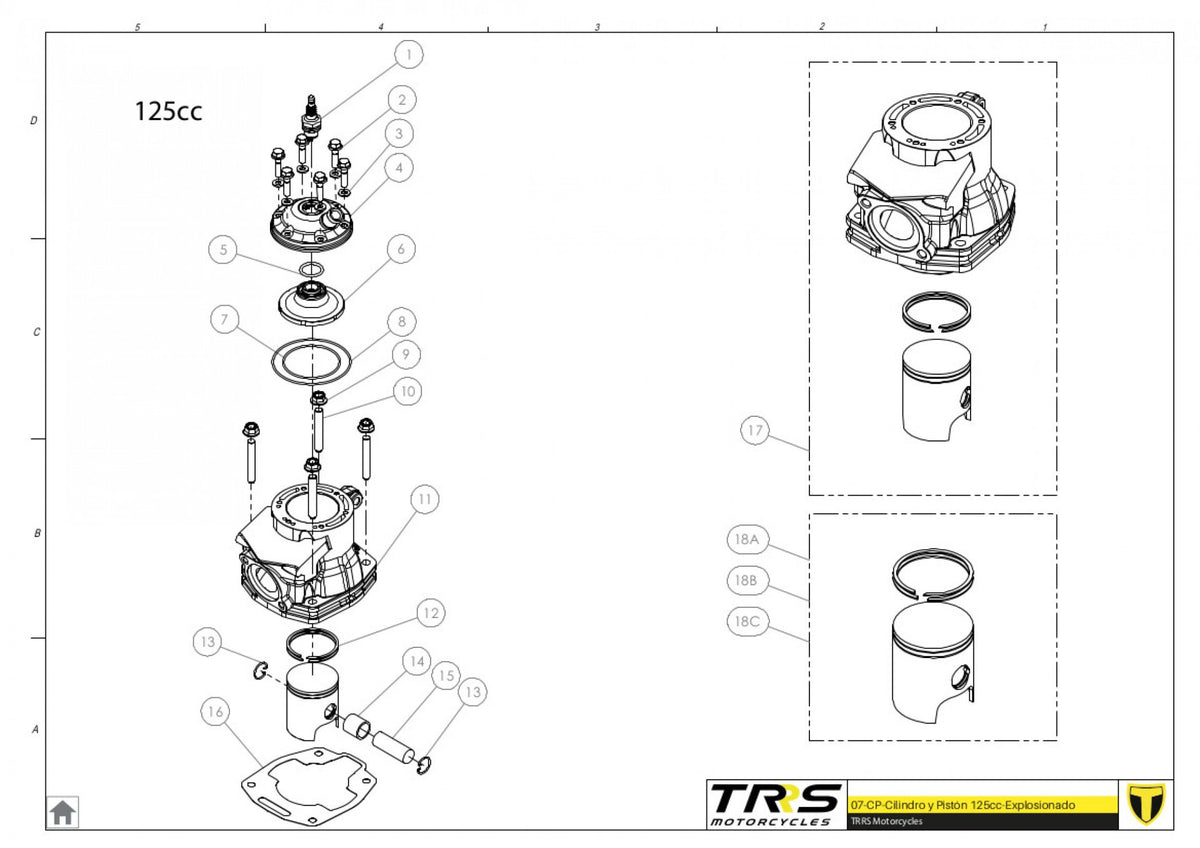 TRRS 2023 XTRACK ONE — 07MT-125 Cilindrs un virzulis 125cc