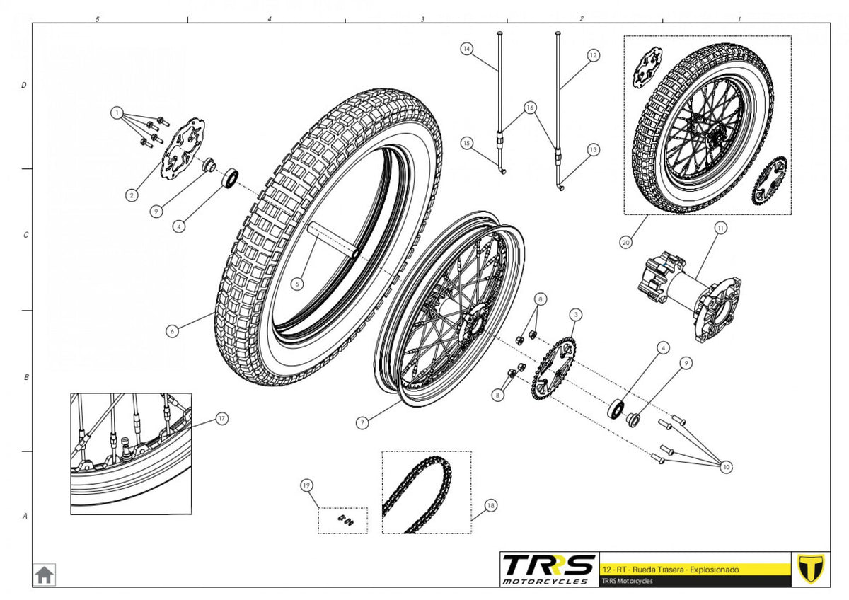 TRRS 2023 ONE ELECTRIC START — 12TR Aizmugurējais ritenis